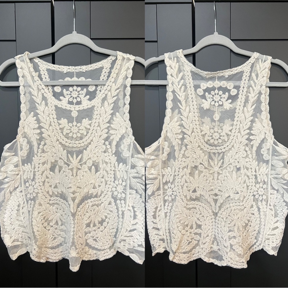 Ivory lace tank